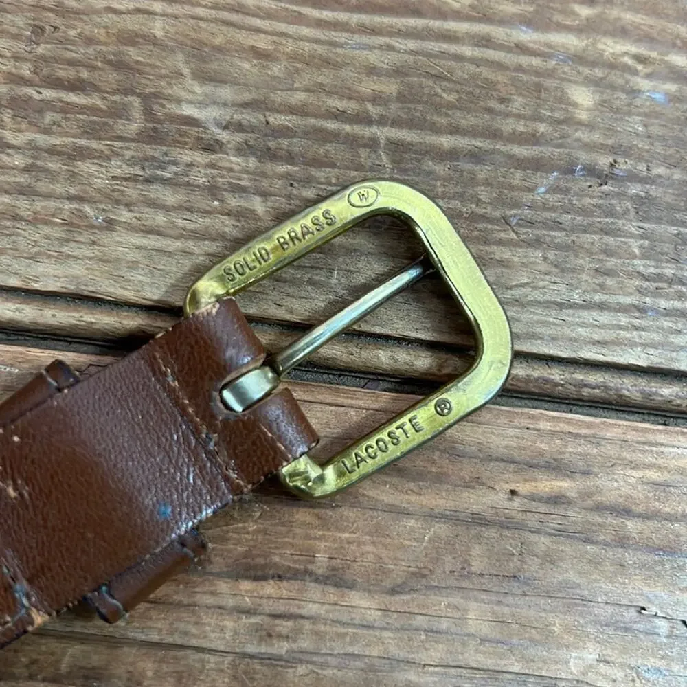 Vintage 1980s belt Lacoste preppy green stretch size 32